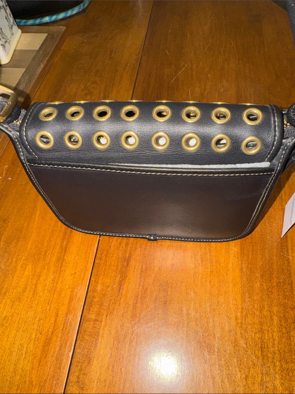 Coach Black Leather Crossbody with Gold Grommet Accents - Picture 3 of 3